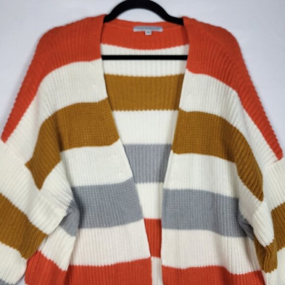 Miss Sparkling Striped Cardigan Women's 2XL Orange Long Lines Pumpkin Patch Fall - Picture 4 of 8
